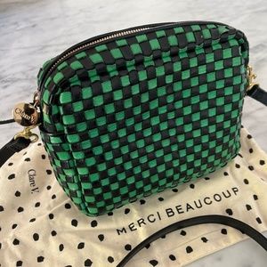 * SOLD* Clare V midi green/ black checkered bag. Sold out! NWOT